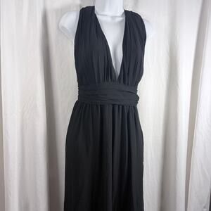 Lulus Black Maxi Dress Size 2X Deep V Sleeveless Flowy Formal Elegant